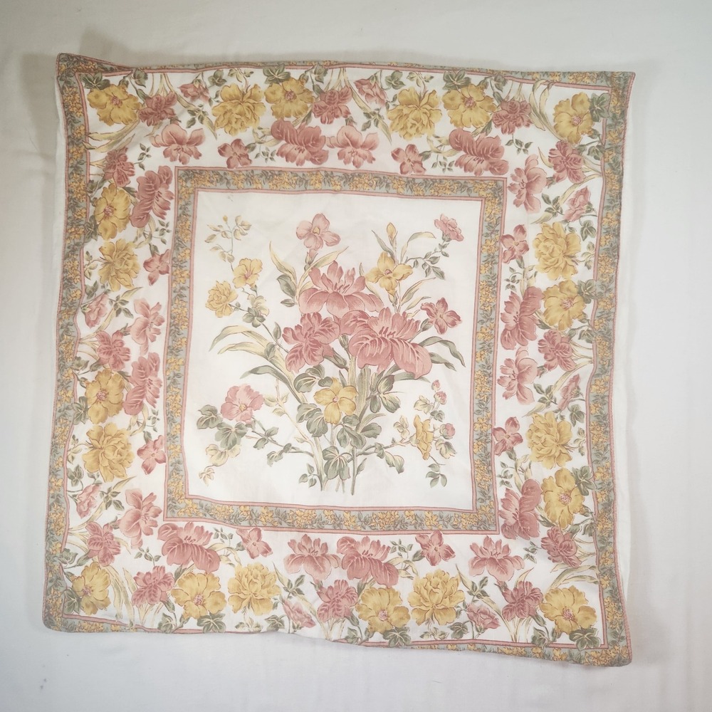 April Cornell Floral Cotton Square Pillow Sham 22x22 Pink Yellow Cottagecore